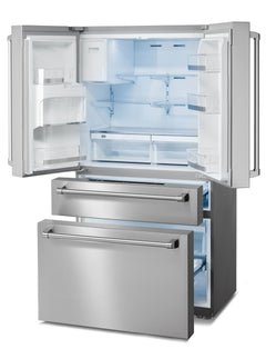 Thor Kitchen Appliance Package - 48 in. Propane Gas Range, Range Hood, Refrigerator with Water and Ice Dispenser, Dishwasher, Microwave Drawer, Wine Cooler, AP-HRG4808ULP-W-10