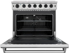 Thor Kitchen Package - 36 in. Natural Gas Range, Microwave Drawer, Refrigerator with Water and Ice Dispenser, Dishwasher, AP-LRG3601U-12