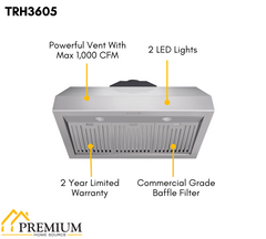 Thor Kitchen Package - 36 in. Natural Gas Range, Range Hood, Refrigerator, Dishwasher, AP-LRG3601U-TRH-2