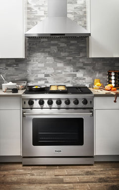 Thor Kitchen Appliance Package 36 Inch Gas Range, Range Hood, AP-LRG3601U-W