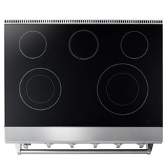 Thor Appliance Package - 36 In. Electric Range, Range Hood, Refrigerator, Dishwasher, Wine Cooler, AP-HRE3601-W-3