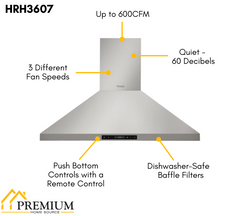 Thor Kitchen Package - 36 in. Natural Gas Range, Range Hood, Microwave Drawer, Refrigerator with Water and Ice Dispenser, Dishwasher, AP-LRG3601U-13