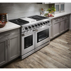 Thor Kitchen Package - 48 in. Gas Range, Range Hood, Refrigerator, Dishwasher, Wine Cooler, Microwave, AP-LRG4807U-W-6