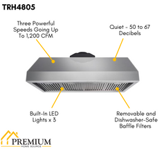 Thor Kitchen Appliance Bundle - 48 in. Gas Range, Range Hood, AB-LRG4807U