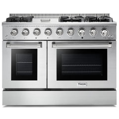 Thor Kitchen Appliance Package - Professional 48 in. Gas Range, Range Hood, AP-HRG4808U-W