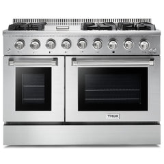 Thor Kitchen Package - 48 in. Propane Gas Range, Range Hood, Microwave Drawer, AP-HRG4808ULP-W-4