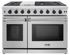 Thor Kitchen Bundle - 48 in. Gas Range, Wall Mount Range Hood, AB-LRG4807U-W