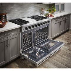 Thor Appliance Package - 48 In. Propane Gas Range, Range Hood, Refrigerator, Dishwasher, Wine Cooler, AP-LRG4807ULP-W-3