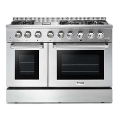 Thor Kitchen Appliance Package - 48 in. Gas Burner, Electric Oven Range and Range Hood, AP-HRD4803U-W