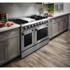 Thor Kitchen Appliance Package - 48 in. Gas Burner, Electric Oven Range and Range Hood, AP-HRD4803U-W