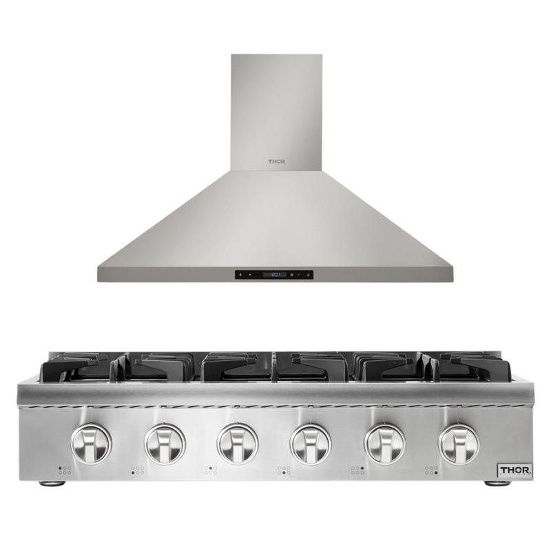 Thor Kitchen Appliance Package - 36 In. Gas Cooktop and Range Hood, AP-HRT3618U