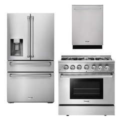 Thor Kitchen Appliance Package - 36 In. Propane Gas Burner/Electric Oven Range, Dishwasher, Refrigerator with Water and Ice Dispenser, AP-HRD3606ULP-9