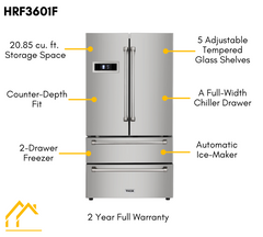 Thor Kitchen Package - 30 in. Gas Burner/Electric Oven Range, Range Hood, Refrigerator, Dishwasher, Wine Cooler, AP-HRD3088U-4