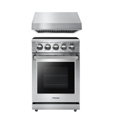 Thor Kitchen Appliance Bundle - 24 in. Professional Electric Range, Range Hood, AB-HRE2401