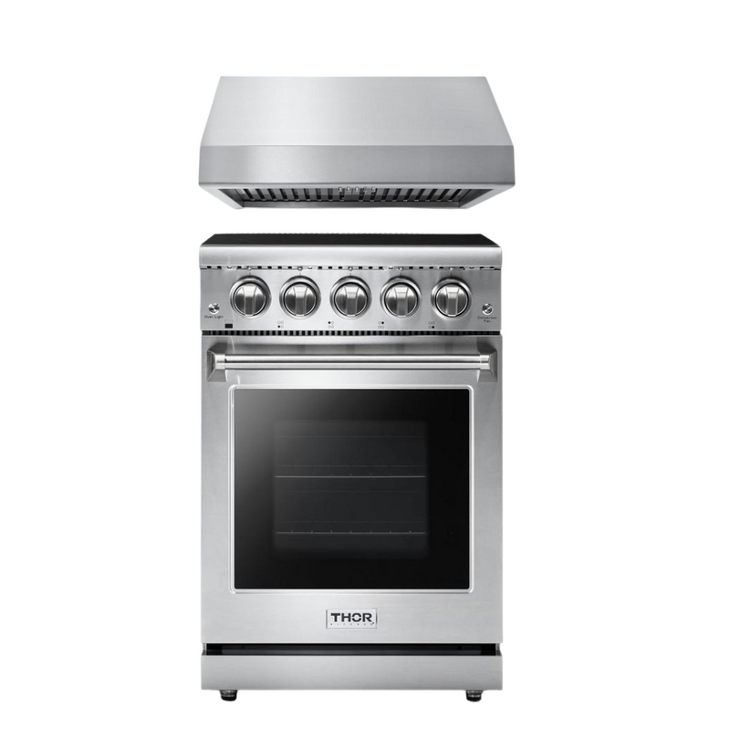 Thor Kitchen Appliance Bundle - 24 in. Professional Electric Range, Range Hood, AB-HRE2401