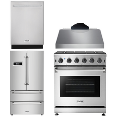 Thor Kitchen Appliance Package - 30 in. Natural Gas Range, Range Hood, Microwave Drawer, Refrigerator, Dishwasher, AP-LRG3001U-TRH-2