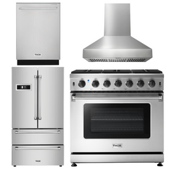 Thor Kitchen Package - 36 Inch Propane Gas Range, Range Hood, Refrigerator, Dishwasher, AP-LRG3601ULP-W-2