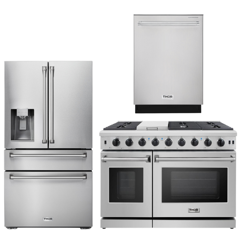 Thor Kitchen Package - 48 in. Propane Gas Range, Dishwasher, Refrigerator with Water and Ice Dispenser, AP-LRG4807ULP-9