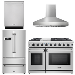 Thor Kitchen Package - 48 in. Gas Range, Range Hood, Dishwasher, Refrigerator, AP-LRG4807U-W-2