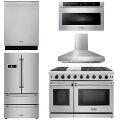 Thor Kitchen Bundle - 48 in. Propane Gas Range, Range Hood, Dishwasher, Refrigerator, Microwave Drawer, AB-LRG4807ULP-W-5