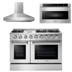 Thor Kitchen Package - 48 in. Propane Gas Range, Range Hood, Microwave Drawer, AP-HRG4808ULP-W-4