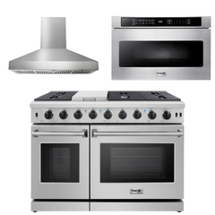 Thor Kitchen Bundle - 48 in. Propane Gas Range, Range Hood, Microwave Drawer, AB-LRG4807ULP-W-4