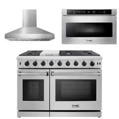 Thor Kitchen Bundle - 48 in. Gas Range, Range Hood, Microwave Drawer, AB-LRG4807U-W-4