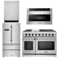 Thor Kitchen Appliance Bundle - 48 in. Propane Gas Range in a 4 Piece Kitchen Package, AB-LRG4807ULP-6