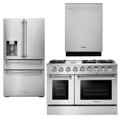 Thor Kitchen Professional Package - 48 in. Propane Gas Range, Refrigerator with Water and Ice Dispenser, Dishwasher, AP-HRG4808ULP-9