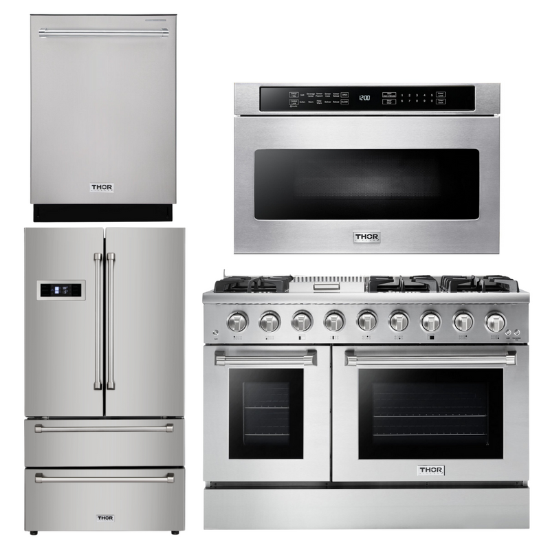 Thor Kitchen Appliance Bundle - 48 in. Propane Gas Range in a 4 Piece Kitchen Bundle, AB-HRG4808ULP-6