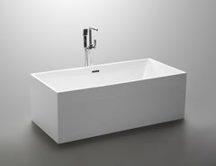 Vanity Art Talence 59 in. Acrylic Flatbottom Freestanding Bathtub in White, VA6813B