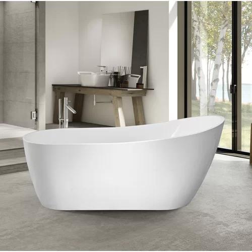 Vanity Art VA6904-S Acrylic 59 in. x 29 in. Freestanding Soaking Bathtub, VA6904-S