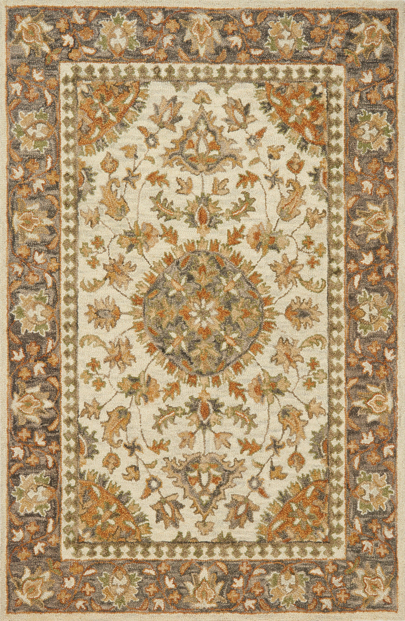 Loloi Rugs Victoria Collection Rug in Ivory, Charcoal - 7.8 x 9.8 feet