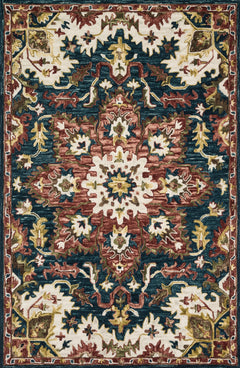 Loloi Rugs Victoria Collection Rug in Teal, Raspberry - 7.8 x 9.8 feet