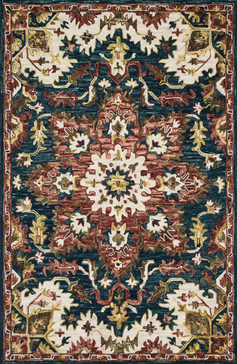 Loloi Rugs Victoria Collection Rug in Teal, Raspberry - 7.8 x 9.8 feet