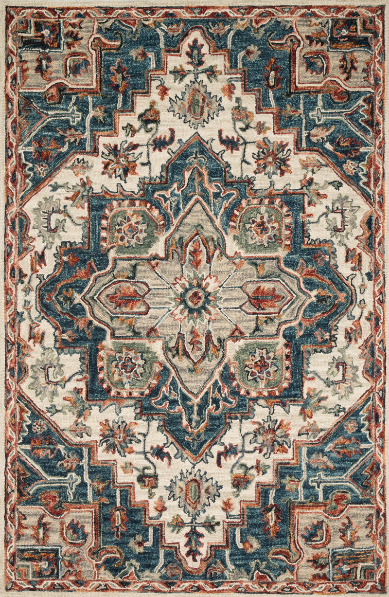 Loloi Rugs Victoria Collection Rug in Blue, Red - 7.8 x 9.8 feet