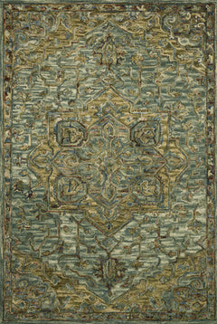 Loloi Rugs Victoria Collection Rug in Dark Green, Tobacco - 7.8 x 9.8 feet