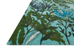 Loloi Rugs Wild Bloom Collection Rug in Aqua, Green - 5 x 7.5 feet