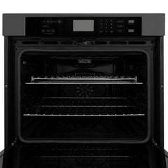 ZLINE Kitchen Package Black Stainless Steel 24 in. Built-in Convection Microwave Oven and 30 in. Single Wall Oven with Self Clean, 2KP-MW24-AWS30BS