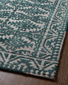 Loloi Rugs Yeshaia Collection Rug in Teal, Dove - 9.3 x 13 feet