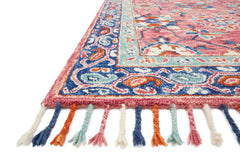 Loloi Rugs Zharah Collection Rug in Rose, Denim - 7.8 x 9.8 feet