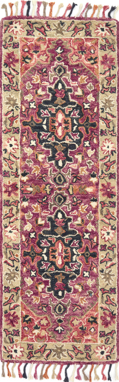 Loloi Rugs Zharah Collection Rug in Raspberry, Taupe - 7.8 x 9.8 feet