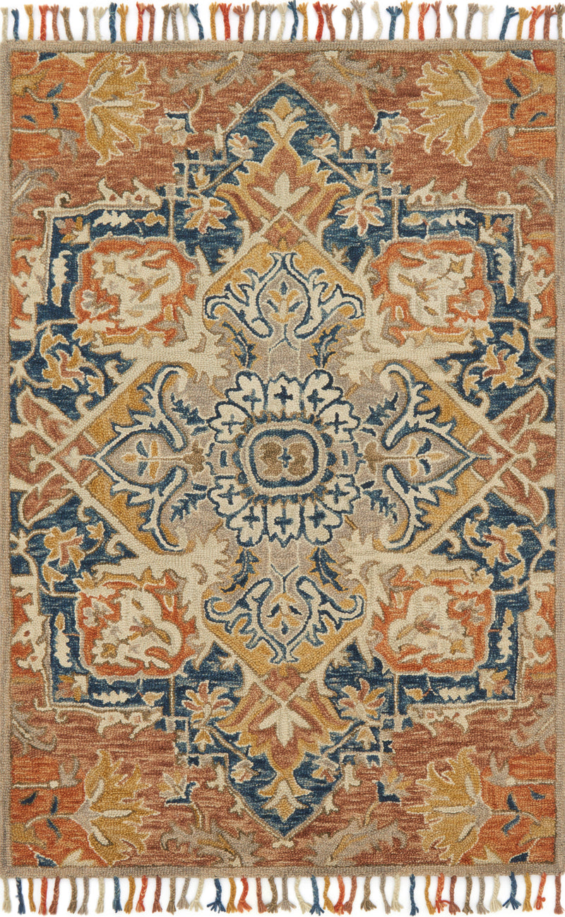 Loloi Rugs Zharah Collection Rug in Rust, Blue - 7.8 x 9.8 feet