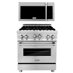 ZLINE Appliance Package - 30 In. Gas Range and Over-The-Range Microwave in Stainless Steel, 2KP-RGOTRH30