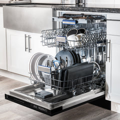ZLINE Appliance Package - 36 In. Dual Fuel Range, Range Hood, Microwave and Dishwasher in Black Stainless Steel, 4KP-RABRH36-MWDWV