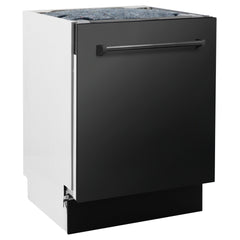 ZLINE 5-Piece Appliance Package - 48 In. Gas Rangetop, Range Hood, Refrigerator, Dishwasher and Wall Oven in Black Stainless Steel, 5KPR-RTBRH48-AWSDWV
