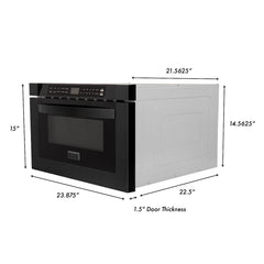 ZLINE Appliance Package - 48 In. Gas Range, Refrigerator, Range Hood, Microwave Drawer in Black Stainless Steel, 4KPR-RGBRH48-MW