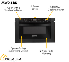 ZLINE Appliance Package - 36 In. Dual Fuel Range, Range Hood, Microwave and Dishwasher in Black Stainless Steel, 4KP-RABRH36-MWDWV