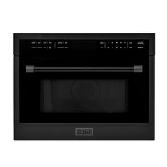 ZLINE Appliance Package - 30 in. Gas Range, Range Hood, and Microwave Oven in Black Stainless Steel, 3KP-RBGRH30-MO