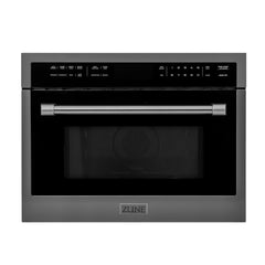 ZLINE Appliance Package - 36 In. Dual Fuel Range with Brass Burners, Range Hood, Microwave Oven in Black Stainless Steel, 3KP-RABRHMWO-36